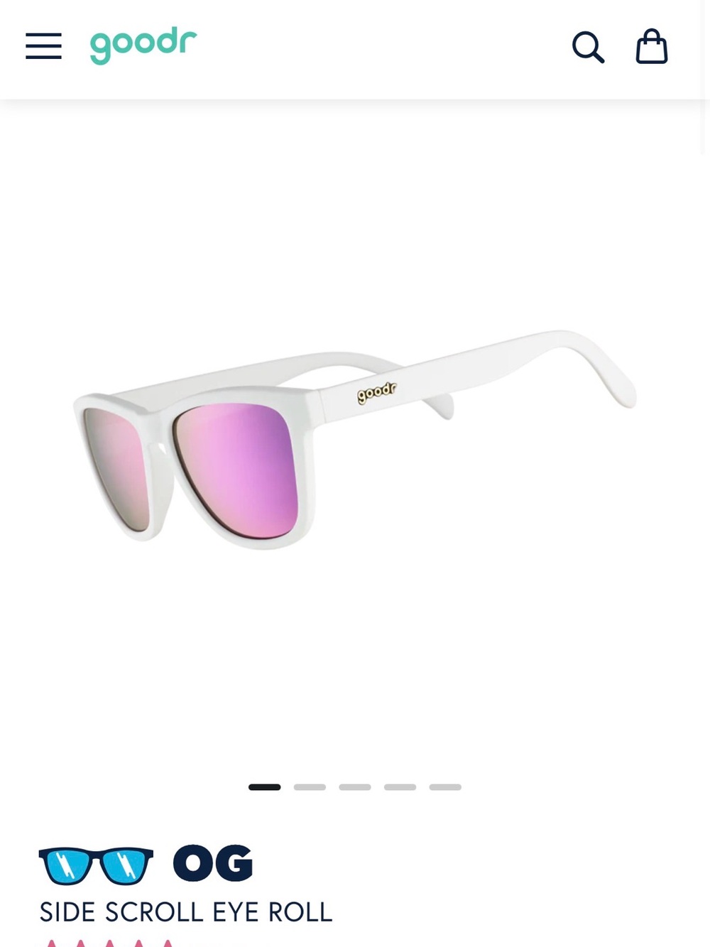 Goodr 1 White Frame Sunglasses with Blue Purple Mirrored Lenses - Picture 8 of 8